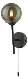 Dar Lighting COH0722-01 Cohen 1 Light Wall Light In Matt Black With Smoked Glass