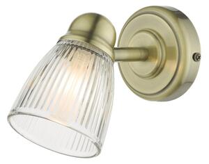 Dar Lighting CED0775 Cedric Single Spotlight In Antique Brass With Glass Shade IP44