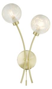Dar Lighting AVA0941 Avari 2 Light Wall Light In Satin Brass With Glass Shades