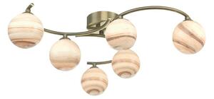 Dar Lighting ATI6475-07 Atiya 6 Light Semi Flush In Antique Brass With Planet Style Glass