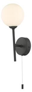 Dar Lighting COH0722-02 Cohen 1 Light Wall Light In Matt Black With Opal Glass