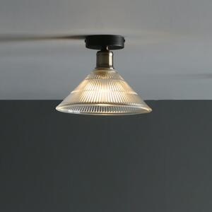 Dar Lighting BOY0175 Boyd 1 Light Flush Ceiling Light In Antique Brass with Glass Shade
