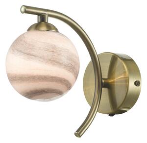 Dar Lighting ATI0775-07 Atiya Wall Light In Antique Brass With Planet Style Glass