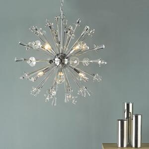 Dar Lighting EXO0850 Exodus 8 Light Ceiling Chandelier In Polished Chrome With Crystal