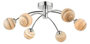 Dar Lighting IZZ0650-07 Izzy 6 Light Semi Flush In Polished Chrome With Swirl Glass