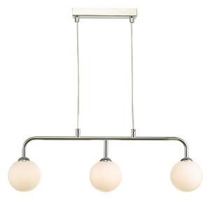 Dar Lighting FEY6250-02 Feya 3 Light Bar Ceiling Pendant In Polished Chrome With Opal Glass