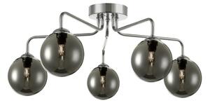 Dar Lighting FEY0550-01 Feya 5 Light Semi Flush Ceiling Light In Polished Chrome With Smoked Glass
