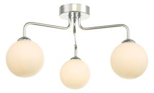 Dar Lighting FEY0350-02 Feya 3 Light Semi Flush Ceiling Light in Polished Chrome With Opal Glass