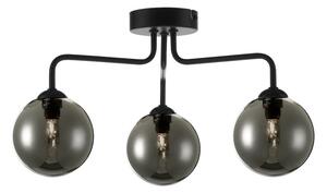 Dar Lighting FEY0322-01 Feya 3 Light Semi Flush Ceiling Light In Matt Black With Smoked Glass