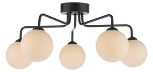 Dar Lighting FEY0522-02 Feya 5 Light Semi Flush Ceiling Light In Matt Black With Opal Glass