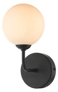 Dar Lighting FEY0722-02 Feya 1 Light Wall Light In Matt Black With Opal Glass