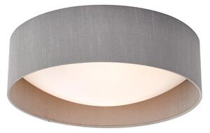 Dar Lighting NYS5039 Nysa 2 Light Flush Ceiling Light With Grey Faux Silk Shade 40cm
