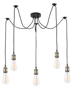Dar Lighting WAC0575 Waco 5 Light Ceiling Pendant Light In Antique Brass And Matt Black Finish