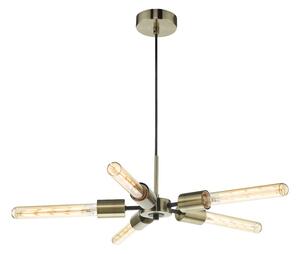 Dar Lighting ONI0575 Onika 5 Light Ceiling Pendant In Antique Brass Finish With Matt Black Detail