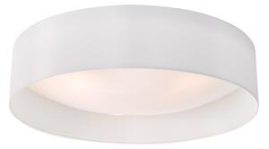 Dar Lighting NYS482 Nysa 3 Light Flush Ceiling Light In White Faux Silk 60cm
