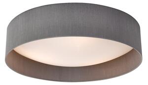 Dar Lighting NYS4839 Nysa 3 Light Flush Ceiling Light With Grey Faux Silk Shade 60cm