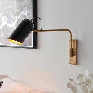 Endon Lighting 93145 Navren Swing Arm Wall Light In Antique Brass And Black Finish