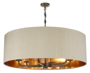 David Hunt Lighting SLO86-01BZ SLOANE 6 Light Ceiling Pendant Light In Bronze With Taupe And Bronze Silk Shade