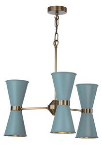 David Hunt Lighting HYDE 6 Light Ceiling Pendant In Antique Brass And River Blue Finish