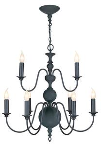 David Hunt Lighting FLE1323 FLEMISH 9 Light Ceiling Pendant In Smoke Blue Finish