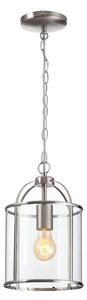 Traditional 1 Light Satin Nickel Circular Hanging Hall Ceiling Lantern Light with Glass Panels