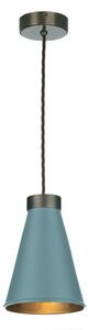 David Hunt Lighting HYDE HYD01 Single Ceiling Pendant In Antique Brass And River Blue Finish