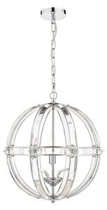 Laura Ashley Aidan Glass Globe 5 Light Chandelier In Polished Chrome Finish