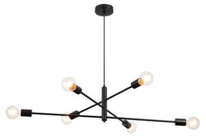 Retro Edison Filament 6 Light Ceiling Light Fitting in Black