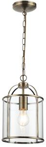 Traditional 1 Light Antique Brass Circular Hanging Hall Ceiling Lantern Light with Glass Panels