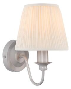 Laura Ashley Ellis Single Wall Light In Satin Grey With Ivory Cotton Shade