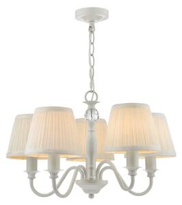 Laura Ashley Ellis 5 Light Ceiling Pendant In Satin Grey with Cotton Shades