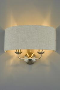 Laura Ashley Sorrento 2 Light Wall Light In Brushed Chrome With Natural Shade