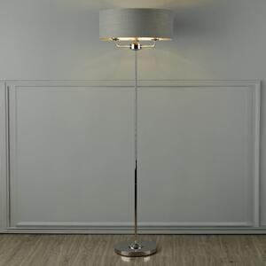 Laura Ashley Sorrento 3 Light Floor Lamp In Polished Nickel with Charcoal Shade