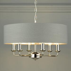 Laura Ashley Sorrento 6 Light Armed Fitting Ceiling Light in Polished Nickel with Charcoal Shade