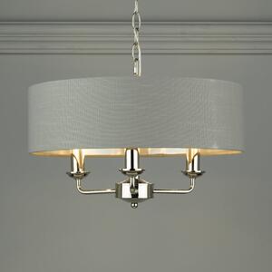 Laura Ashley Sorrento 3 Light Armed Fitting Ceiling Light with Charcoal Shade in Polished Nickel
