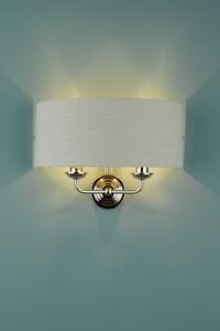 Laura Ashley Sorrento 2 Light Wall Light in Polished Nickel with Silver Shade