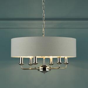 Laura Ashley Sorrento 6 Light Armed Fitting Ceiling Light in Polished Nickel with Silver Shade