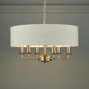Laura Ashley Sorrento 6 Light Armed Fitting Ceiling Light in Brushed Chrome with Natural Shade