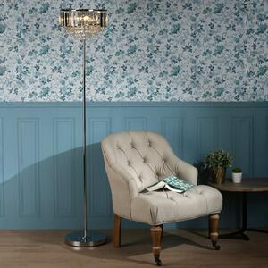 Laura Ashley Vienna Crystal Glass 3 Light Floor Lamp In Polished Chrome Finish
