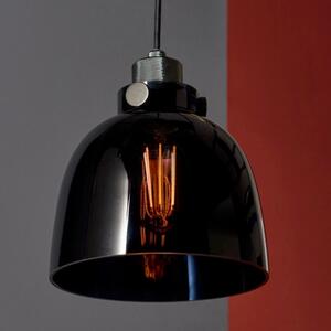 Industrial 1 Light Ceiling Pendant Light In Black Chrome Finish With Black Tinted Glass