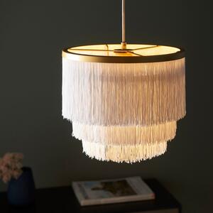 Lulu 1 Light Ceiling Pendant Light In Matt Gold Finish With White Tassels