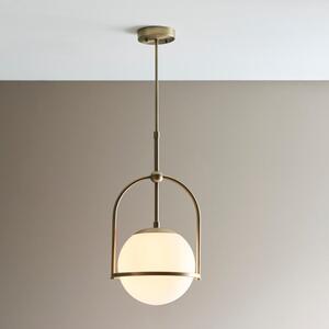 Orio 1 Light Ceiling Pendant Light In Matt Antique Brass With Opal Glass