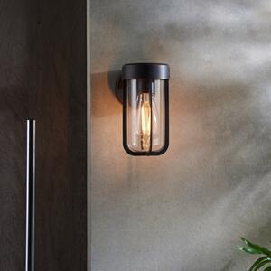 Contemporary Single Wall Light In Brushed Bronze And Clear Glass IP44