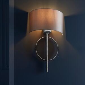 Sculptural Wall Light In Antique Silver Leaf With Mink Satin Fabric
