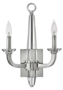 Quintiesse QN-ASCHER2 Ascher Twin Crystal Wall Light In Polished Nickel Finish