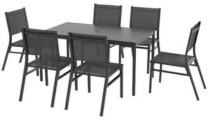 Outsunny Seven-Piece Steel Dining Set, with Aluminium-Top Table