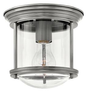Quintiesse QN-HADRIAN-MINI-F-AN-CLEAR Hadrian 1 Light Flush Ceiling Light In Antique Nickel With Clear Glass IP44