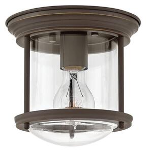 Quintiesse QN-HADRIAN-MINI-F-OZ-CLEAR Hadrian Flush Ceiling Light In Oil Rubbed Bronze With Clear Glass IP44