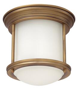 Quintiesse QN-HADRIAN-MINI-F-BR-OPAL Hadrian 1 Light Flush Ceiling Light In Brushed Bronze With-Opal-Glass-IP44