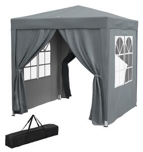 Outsunny Garden Pop Up Gazebo Marquee Party Tent Canopy with free Carrying Case, Removable 2 Walls, 2 Windows, 2m x 2m, Grey